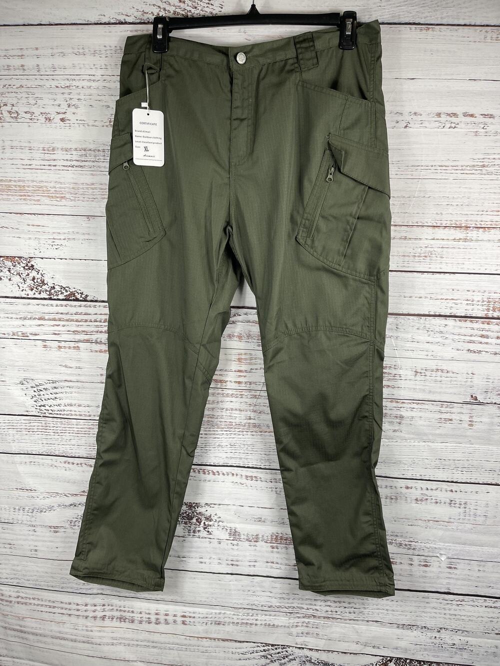 Aiimaili Tactical Pants Men's XL Green Waterproof Outdoor Hiking Cargo Pockets